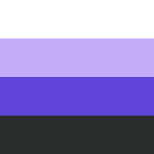A transandromasc flag, four stripes which from top to bottom are white, light purple, blue-purple, and dark grey.